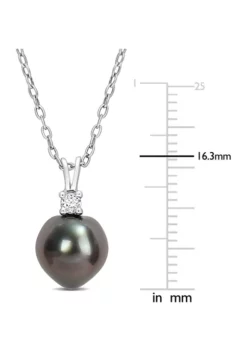 Cheapest 😍 8-9mm Black Tahitian Cultured Pearl and 1/10 CT TGW White Topaz Pendant with Chain in Sterling Silver by Belk & Co. 😀 -DealsBelk & Co. Store Belk 16670