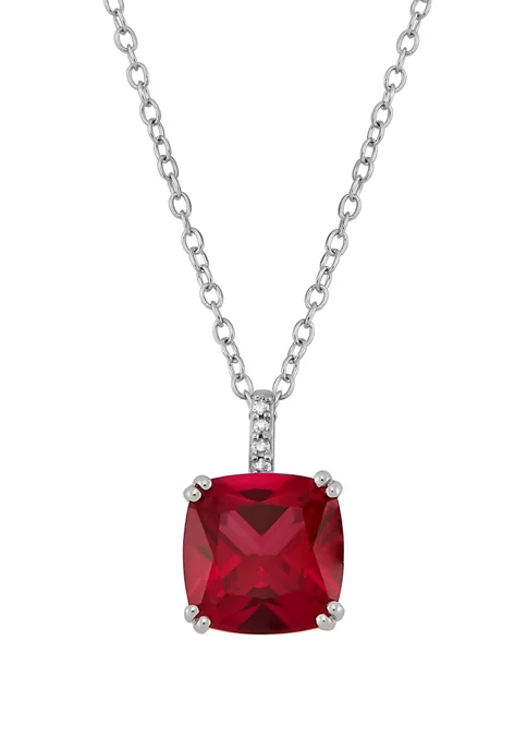 Hot Sale 😀 4 ct. t.w. Ruby and 1/10 ct. t.w. Diamond Chain Pendant Necklace in Sterling Silver by Belk & Co. 🔔 1 Hot Sale 😀 4 ct. t.w. Ruby and 1/10 ct. t.w. Diamond Chain Pendant Necklace in Sterling Silver by Belk & Co. 🔔
