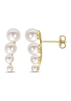 New ✨ Freshwater Cultured Pearl Graduated Stud Earrings in Yellow Plated Sterling Silver by Belk & Co. 🎁