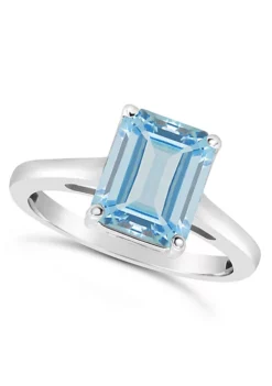 Best Pirce ❤️ Sterling Silver 10x8mm Emerald Cut Sky Blue Topaz Solitaire Ring by Belk & Co. 😀 -DealsBelk & Co. Store Belk 16716
