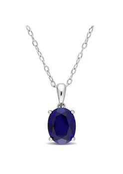 Budget ❤️ 3 ct. t.g.w. Created Blue Sapphire Solitaire Pendant with Chain in Sterling Silver by Belk & Co. 🎉