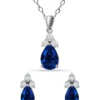 Deals 🥰 Lab Created 4.3 ct. Synthetic Blue Sapphire and Created White Sapphire Pear Pendant Necklace and Stud Earrings, 2pc Set, Sterling Silver by Belk & Co. 🔥