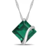 New 👏 2.5 ct. t.w. Lab Created Emerald Crossover Pendant with Chain in 10K White Gold by Belk & Co. ⭐