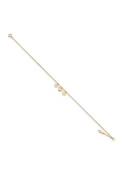 Cheap 😉 14K Yellow Gold 3 Hearts 9 Inch Plus 1 Inch Extension Anklet by Belk & Co. 👍 -DealsBelk & Co. Store Belk 16740