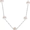 Cheapest 🎉 5.5-6mm Freshwater Cultured Pearl Station Necklace in 10k White Gold by Belk & Co. ✨