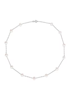 Cheapest 🎉 5.5-6mm Freshwater Cultured Pearl Station Necklace in 10k White Gold by Belk & Co. ✨ -DealsBelk & Co. Store Belk 16748