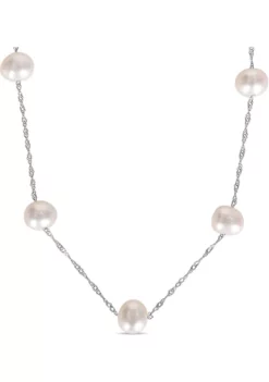 Cheapest 🎉 5.5-6mm Freshwater Cultured Pearl Station Necklace in 10k White Gold by Belk & Co. ✨ -DealsBelk & Co. Store Belk 16750