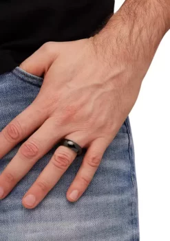 Outlet ⌛ Men's 8 Millimeter Band Black Dome in Tungsten by Belk & Co. 🛒 -DealsBelk & Co. Store Belk 16756