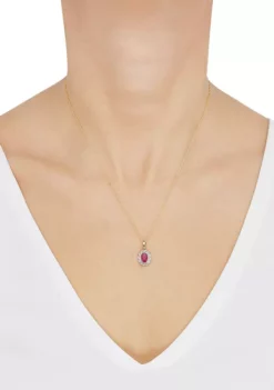 Brand new 🎉 1/10 ct. t.w. Diamond and Ruby Pendant Necklace with 18" Singapore Chain in 14K Yellow Gold by Belk & Co. 🧨 -DealsBelk & Co. Store Belk 1676