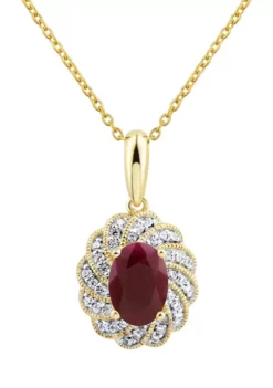 Brand new 🎉 1/10 ct. t.w. Diamond and Ruby Pendant Necklace with 18" Singapore Chain in 14K Yellow Gold by Belk & Co. 🧨 -DealsBelk & Co. Store Belk 1677
