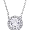 Cheapest 🛒 Lab Created 2.75 ct. t.w. Created White Sapphire Halo Necklace in Sterling Silver by Belk & Co. 🥰