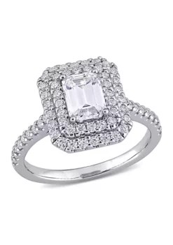 Promo 🎁 1.62 ct. t.w. Lab Created Moissanite Square Halo Engagement Ring in 10K White Gold by Belk & Co. 🌟