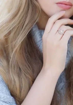 Promo 🎁 1.62 ct. t.w. Lab Created Moissanite Square Halo Engagement Ring in 10K White Gold by Belk & Co. 🌟 -DealsBelk & Co. Store Belk 16807