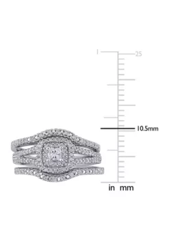 Promo ⭐ 1/2 CT TW Princess Cut and Round Diamond Halo Split Shank Bridal Set in Sterling Silver by Belk & Co. ⌛ -DealsBelk & Co. Store Belk 1681