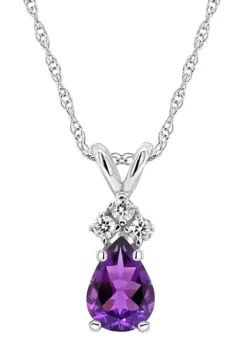 New ⭐ 14K Gold 7x5 Pear Shape Amethyst Diamond Accent Pendant by Belk & Co. 💯 -DealsBelk & Co. Store Belk 16812