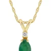 Top 10 🎉 14K Gold 6x4 Pear Shape Emerald Diamond Accent Pendant by Belk & Co. 🤩