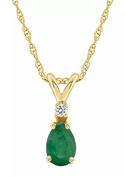 Top 10 🎉 14K Gold 6x4 Pear Shape Emerald Diamond Accent Pendant by Belk & Co. 🤩 4 Top 10 🎉 14K Gold 6x4 Pear Shape Emerald Diamond Accent Pendant by Belk & Co. 🤩 - Image 4