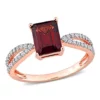 Coupon ⭐ Octagon Garnet and 1/5 CT TW Diamond Crossover Ring in 14k Rose Gold by Belk & Co. 👏
