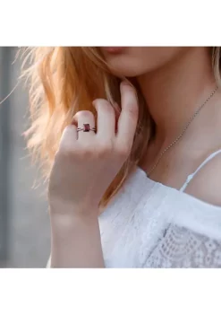 Coupon ⭐ Octagon Garnet and 1/5 CT TW Diamond Crossover Ring in 14k Rose Gold by Belk & Co. 👏 -DealsBelk & Co. Store Belk 16827