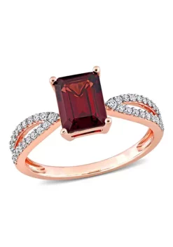 Coupon ⭐ Octagon Garnet and 1/5 CT TW Diamond Crossover Ring in 14k Rose Gold by Belk & Co. 👏 -DealsBelk & Co. Store Belk 16828