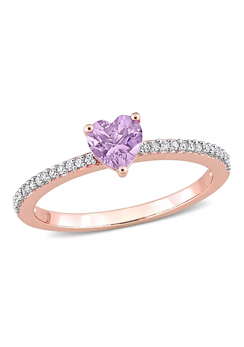 New ๐งจ Heart Shaped Rose de France and 1/10 CT TW Diamond Promise Ring in 10k Rose Gold by Belk & Co. ๐ฏ 1 New ๐งจ Heart Shaped Rose de France and 1/10 CT TW Diamond Promise Ring in 10k Rose Gold by Belk & Co. ๐ฏ