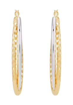 Cheapest ๐ 39 mm x 18 mm Crossover Tube Hoop in 10K Yellow and White Gold by Belk & Co. ๐ฅ