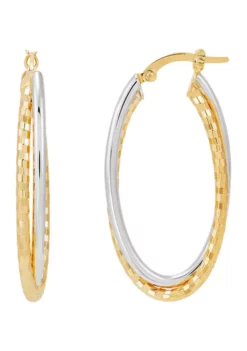 Cheapest 🎁 39 mm x 18 mm Crossover Tube Hoop in 10K Yellow and White Gold by Belk & Co. 🔥 -DealsBelk & Co. Store Belk 16840