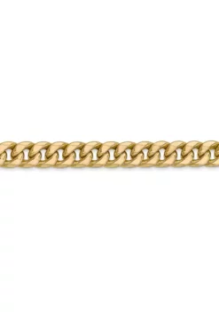 Budget 🤩 Men's 14k Yellow Gold 6 Millimeter Semi Solid Miami Cuban Chain Bracelet by Belk & Co. 🔥