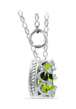 Best reviews of ❤️ 1 ct. 8x6MM Pear Peridot and White Topaz Crown Necklace on 16 inch Chain with Extender, Sterling Silver by Belk & Co. 🧨 -DealsBelk & Co. Store Belk 16875