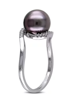 Budget 🛒 1/10 CT TW Diamond and 9 - 9.5 MM Black Tahitian Pearl Curlicue Ring in Sterling Silver by Belk & Co. 👍 8 Budget 🛒 1/10 CT TW Diamond and 9 - 9.5 MM Black Tahitian Pearl Curlicue Ring in Sterling Silver by Belk & Co. 👍 -DealsBelk & Co. Store Belk 16883