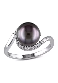 Budget 🛒 1/10 CT TW Diamond and 9 - 9.5 MM Black Tahitian Pearl Curlicue Ring in Sterling Silver by Belk & Co. 👍 9 Budget 🛒 1/10 CT TW Diamond and 9 - 9.5 MM Black Tahitian Pearl Curlicue Ring in Sterling Silver by Belk & Co. 👍 -DealsBelk & Co. Store Belk 16884