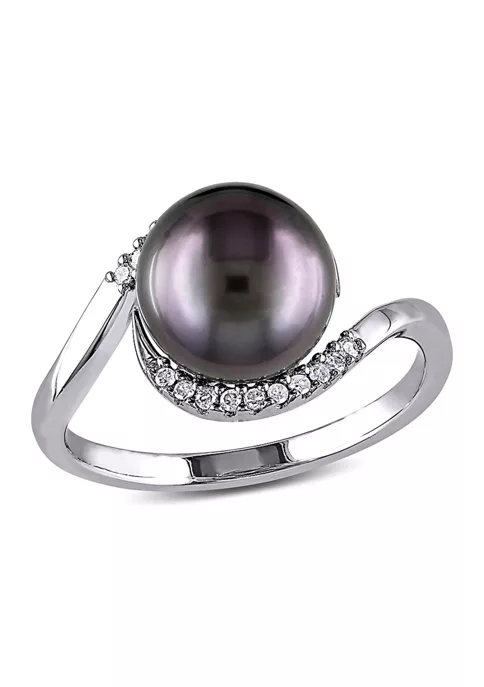 Budget 🛒 1/10 CT TW Diamond and 9 - 9.5 MM Black Tahitian Pearl Curlicue Ring in Sterling Silver by Belk & Co. 👍 5 Budget 🛒 1/10 CT TW Diamond and 9 - 9.5 MM Black Tahitian Pearl Curlicue Ring in Sterling Silver by Belk & Co. 👍 - Image 5