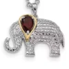 Promo 👍 1 ct. t.w. Garnet and 1/10 ct. t.w. Elephant 18-Inch Necklace in Rhodium-plated Sterling Silver and 14K Gold Accent by Belk & Co. 🛒
