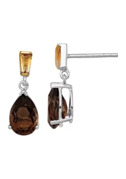 Brand new 🔥 3.05 ct. t.w. Smoky Quartz and 3/8 ct. t.w. Citrine Earrings in Sterling Silver and 14K Gold True Two-Tone Accent by Belk & Co. ✨ -DealsBelk & Co. Store Belk 16913
