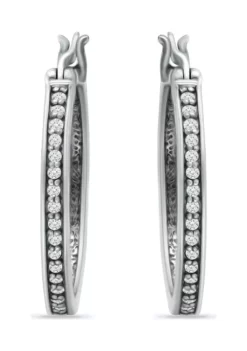 Budget 🎁 1/3 ct. t.w. White Topaz Hoop Earrings in Sterling Silver by Belk & Co. 😀 -DealsBelk & Co. Store Belk 16923