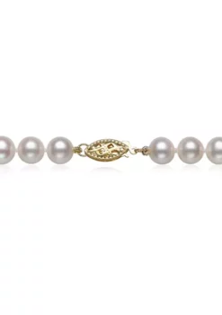 Best Pirce ✔️ 7-8 Millimeter AA Quality Cultured Freshwater Pearl and 10 Millimeter Milky Aquamarine 18 Inch Necklace in 14K Yellow Gold by Belk & Co. 🔥 -DealsBelk & Co. Store Belk 16925