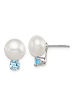 Outlet 🔥 1.30 ct. t.w. Blue Topaz with 10-11mm Freshwater Cultured Pearl Button Pearl Earrings in Sterling Silver by Belk & Co. 🔥 10 Outlet 🔥 1.30 ct. t.w. Blue Topaz with 10-11mm Freshwater Cultured Pearl Button Pearl Earrings in Sterling Silver by Belk & Co. 🔥 -DealsBelk & Co. Store Belk 16949