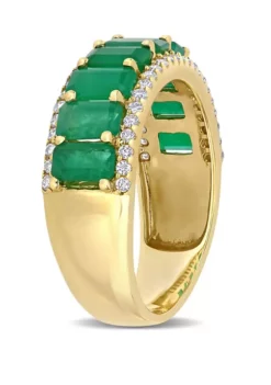 Hot Sale 🧨 Emerald and Diamond Semi Eternity Ring by Belk & Co. 💯
