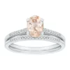 New 🔥 3/4 ct. t.w. Morganite and 1/8 ct. t.w. Diamond Bridal Set Ring in 10K White Gold by Belk & Co. 🛒
