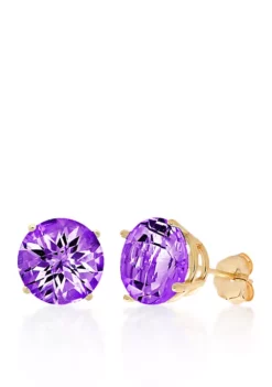 Best Sale 😉 10k Yellow Gold Amethyst Stud Earrings by Belk & Co. 👍
