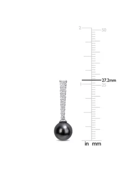 Hot Sale ⌛ 8-8.5MM Black Tahitian Cultured Pearl and 3/4 ct. t.g.w. Created Moissanite Stud Earrings in 10K White Gold by Belk & Co. 🔥 -DealsBelk & Co. Store Belk 16991