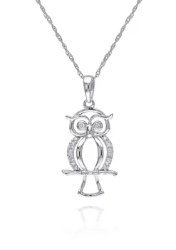 Wholesale 🎁 Diamond Owl Pendant in 10K White Gold by Belk & Co. 🌟