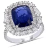 Flash Sale 😍 6.12 ct. t.g.w. Blue Sapphire and 2.07 ct. t.w. Diamond Double Halo Cocktail Ring in 14K White Gold by Belk & Co. 💯