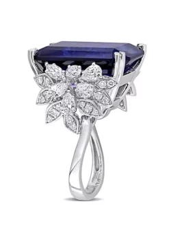 Wholesale 🛒 27 ct. t.g.w. Created Blue Sapphire and 1.758 ct. t.w. Diamond Cocktail Ring in 14K White Gold by Belk & Co. 🔥 -DealsBelk & Co. Store Belk 17016