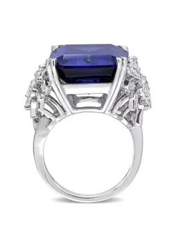 Wholesale 🛒 27 ct. t.g.w. Created Blue Sapphire and 1.758 ct. t.w. Diamond Cocktail Ring in 14K White Gold by Belk & Co. 🔥 -DealsBelk & Co. Store Belk 17017