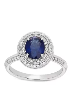Promo 😀 10K White Gold Sapphire Diamond Enagement Ring by Belk & Co. 😀