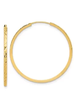 Hot Sale 👏 14K Yellow Gold Diamond Cut Endless Hoop Earrings by Belk & Co. 🛒 -DealsBelk & Co. Store Belk 17060