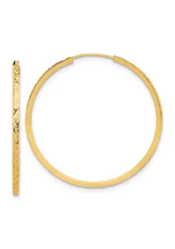 Hot Sale 👏 14K Yellow Gold Diamond Cut Endless Hoop Earrings by Belk & Co. 🛒 -DealsBelk & Co. Store Belk 17062