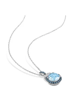 Best Pirce 💯 2-Piece Set of 9.35 ct. t.g.w. Sky Blue Topaz London Blue Topaz and 1/5 ct. t.w. Diamond Earrings and Pendant with Chain in Sterling Silver by Belk & Co. 🔥 -DealsBelk & Co. Store Belk 17116