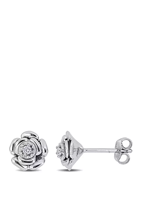 Cheap ๐ฅ 1/10 ct. t.w. Diamond Accent Floral Stud Earrings in Sterling Silver by Belk & Co. โจ 3 Cheap ๐ฅ 1/10 ct. t.w. Diamond Accent Floral Stud Earrings in Sterling Silver by Belk & Co. โจ - Image 3